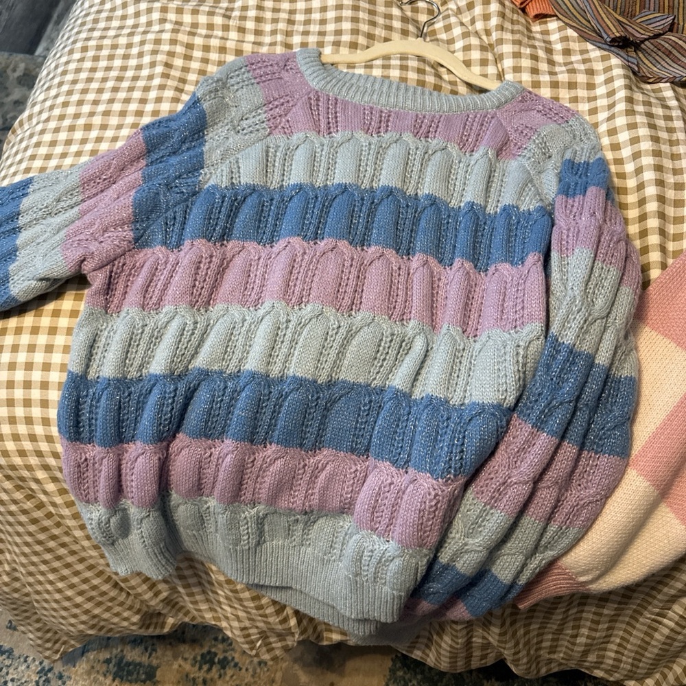 Cozy Striped Women's Sweater in Blue and Purple